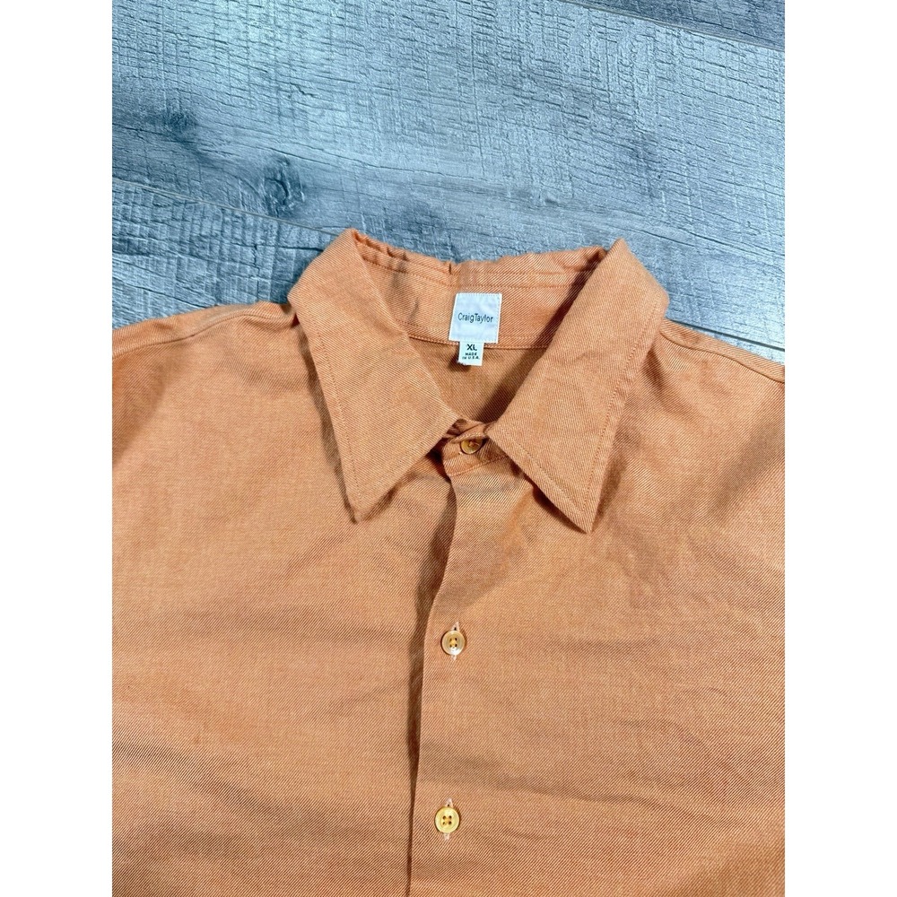 Craig Taylor Orange 100% Egyptian Cotton Button Up Shirt Size XL Made In USA